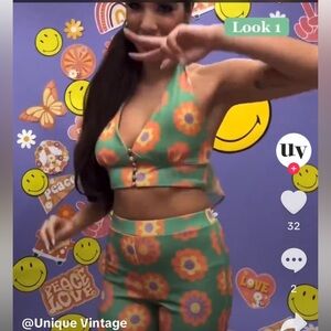 smak parlour smiley x unique vintage flower halter top size 3x